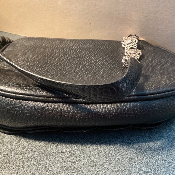 Brighton BLACK Flower Leather Camilla Shoulder Bag - Picture 8 of 12